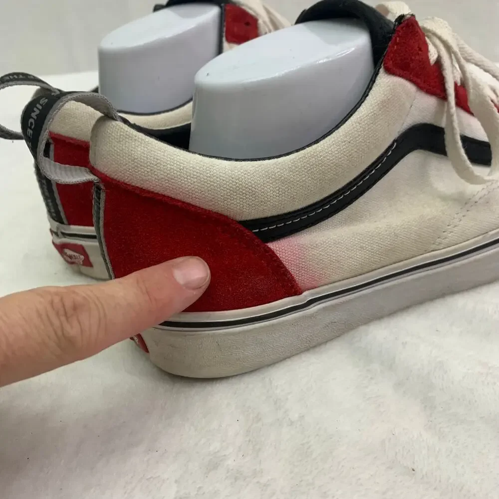 Vans Off the Wall Mens Sz 10.5 Old Skool Red Black White Colorblock Webbing READ